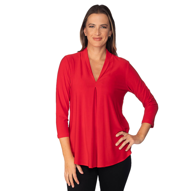 3/4 Sleeve Basic V-Neck Top