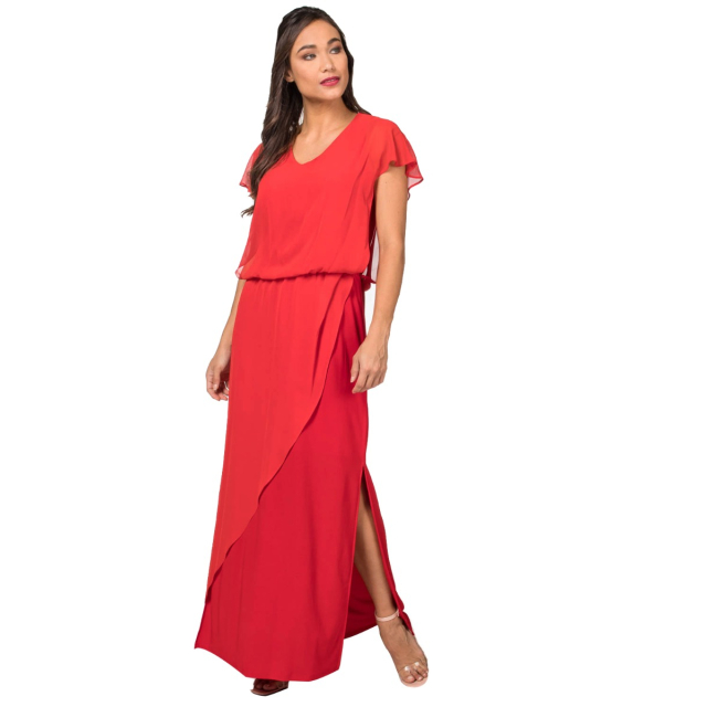 Chiffon Overlay Maxi Dress 