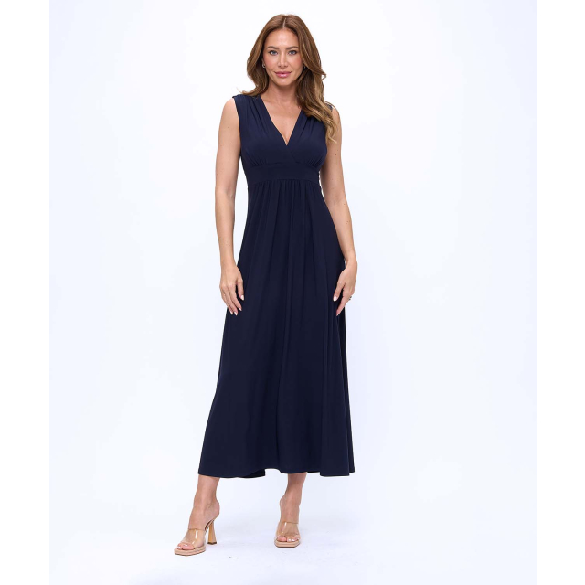 Sleeveless Crossover V-Neck Maxi Dress