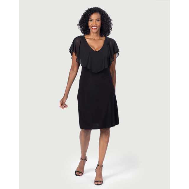 Tank Dress with Ruffled Chiffon Neckline