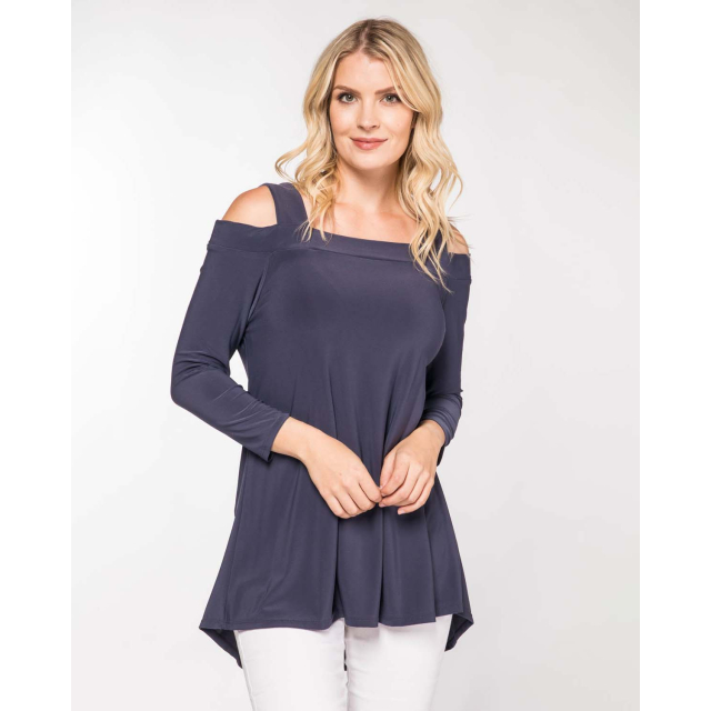 Cold Shoulder High Low Tunic Top