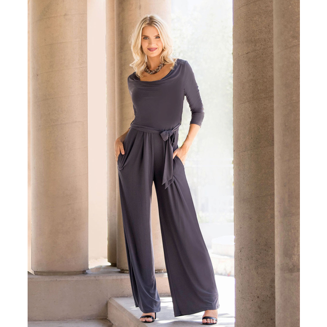 Cowl Neck 3/4 Sleeve  Jumpsuit