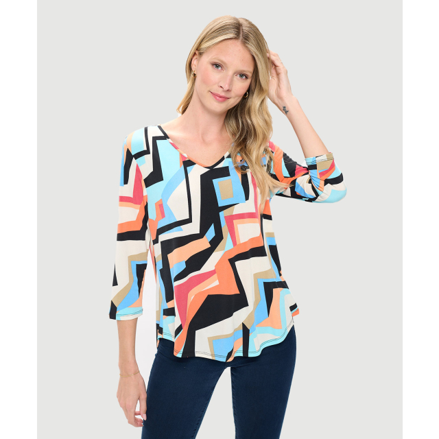 Printed ¾ Sleeve Top