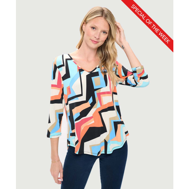 Printed ¾ Sleeve Top