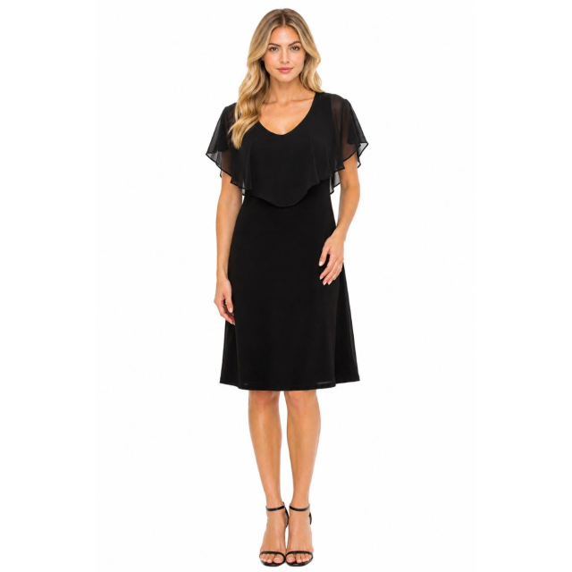 Tank Dress with Ruffled Chiffon Neckline