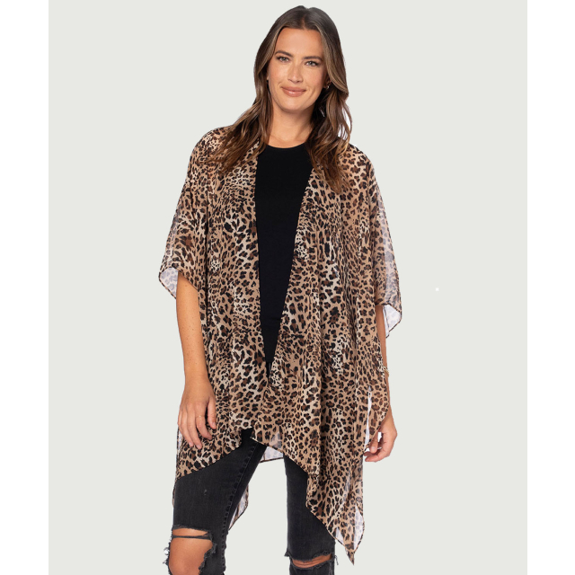 PRINTED CHIFFON KIMONO CARDIGAN JACKET