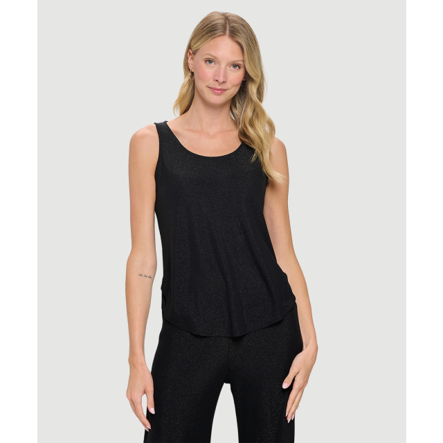 Sleeveless Glitter Scoop Neck High-Low Top