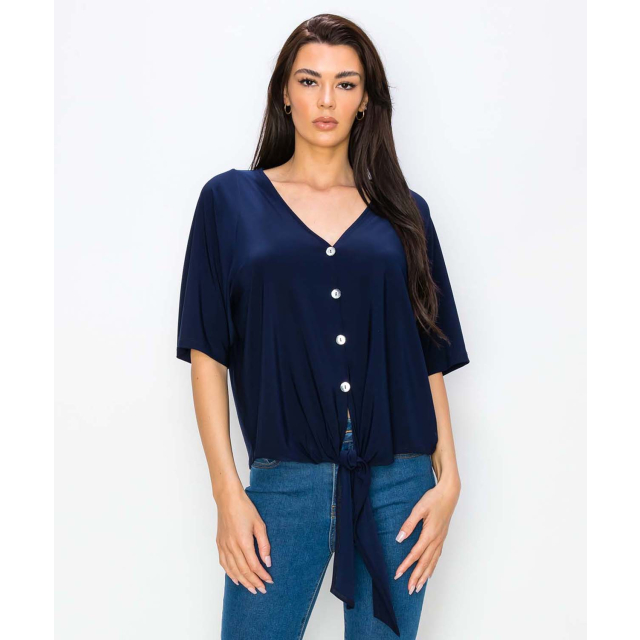 T-Shirt With Front Tie & Buttons