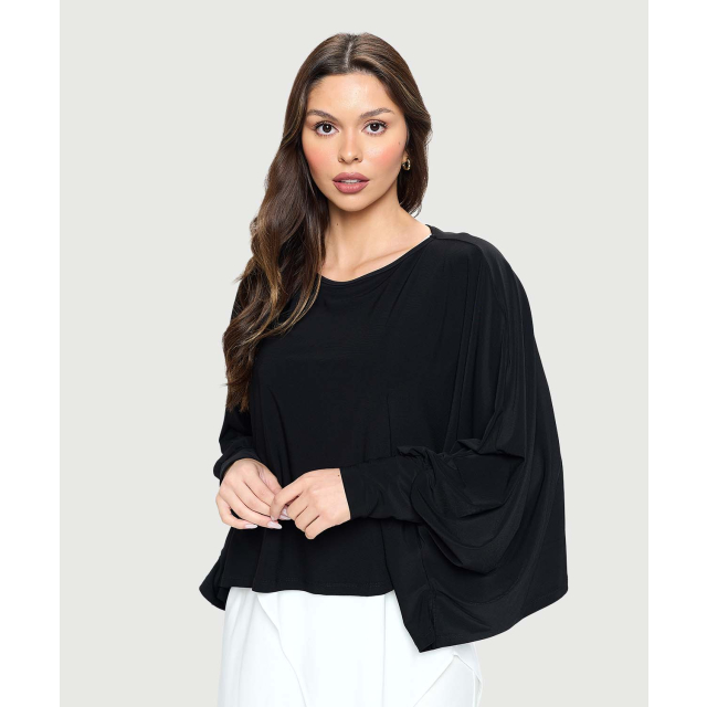 High-Low Batwing Top with Arm Cuffs