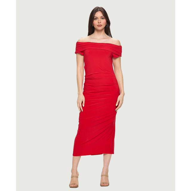 Boat Neck Maxi Dress with Side Slit