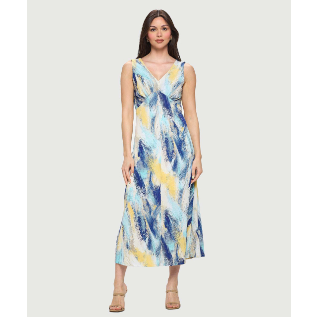 Printed Empire Maxi Dress with Open Back