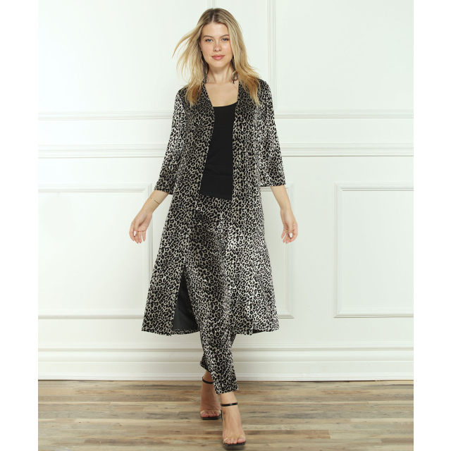 Long Sleeve Burnout Duster With Pinched Back