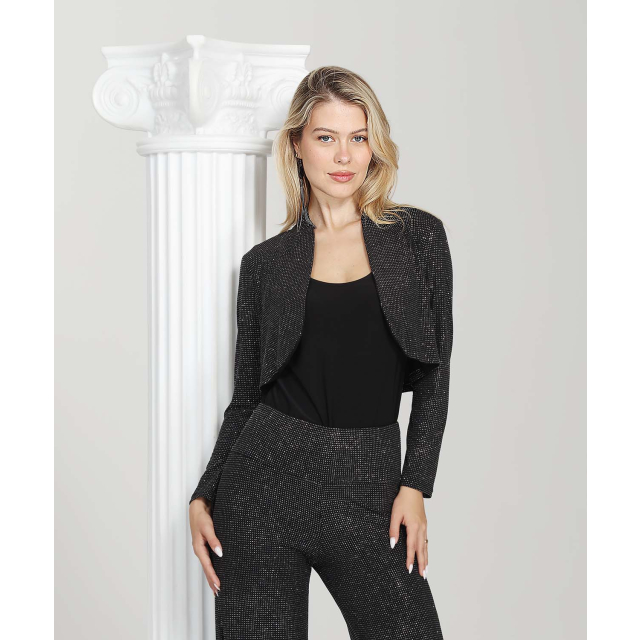 LONG SLEEVE BOLERO GLITTER JACKET WITH HIGH NECK