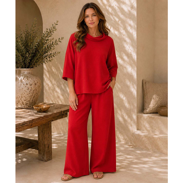 Woven High-Low Mid Sleeve Top With Collar