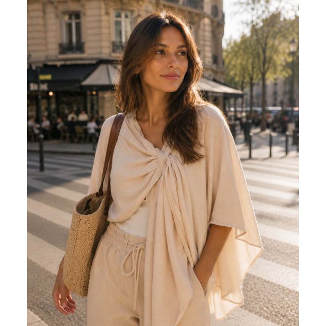 Woven Draped Asymmetrical Shawl