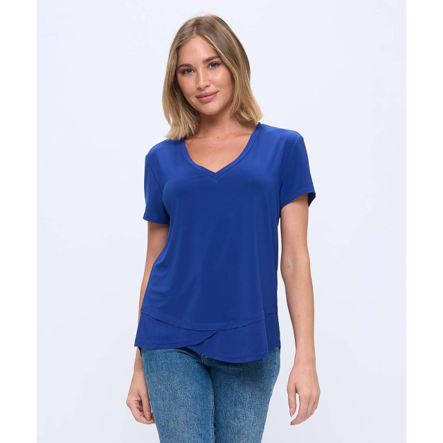 Cap Sleeve Top With Layered Hem