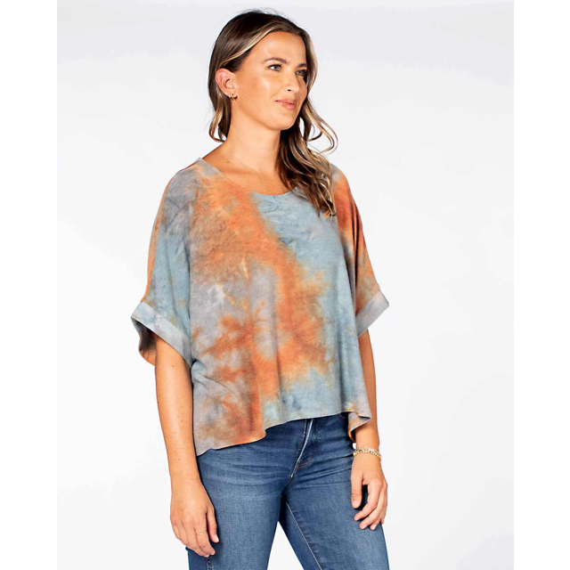 Women's Printed Boxy Dolman Relaxed Flowy Fit Top | Last Tango