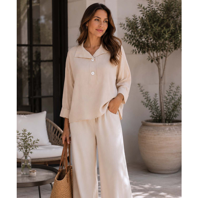 Airflow Half Placket Dolman Top