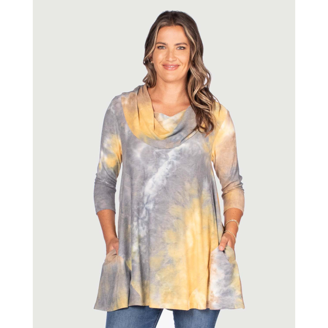 Printed 3/4 Cowl Neck Tunic