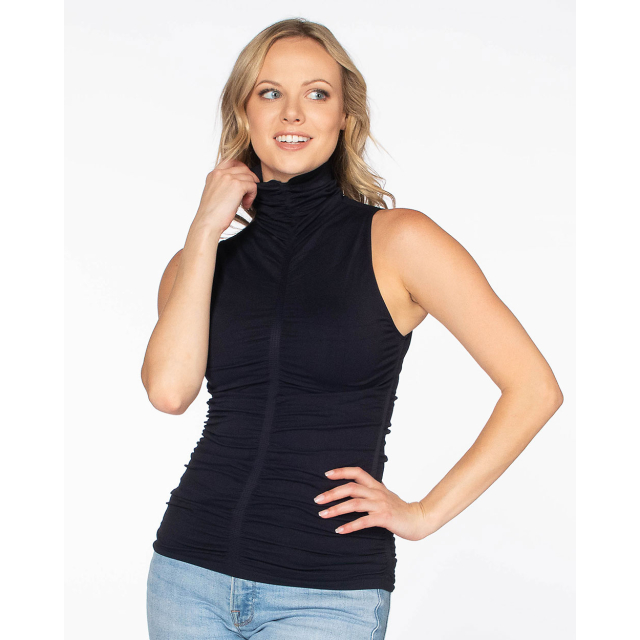 Seamless Sleeveless Mock Neck Top