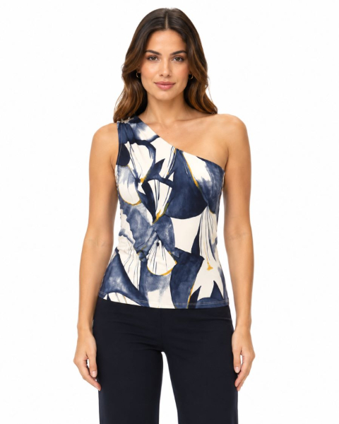 Sleeveless Printed One Shoulder Top