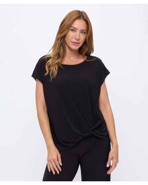 Twisted Front Cap Sleeve Blouse