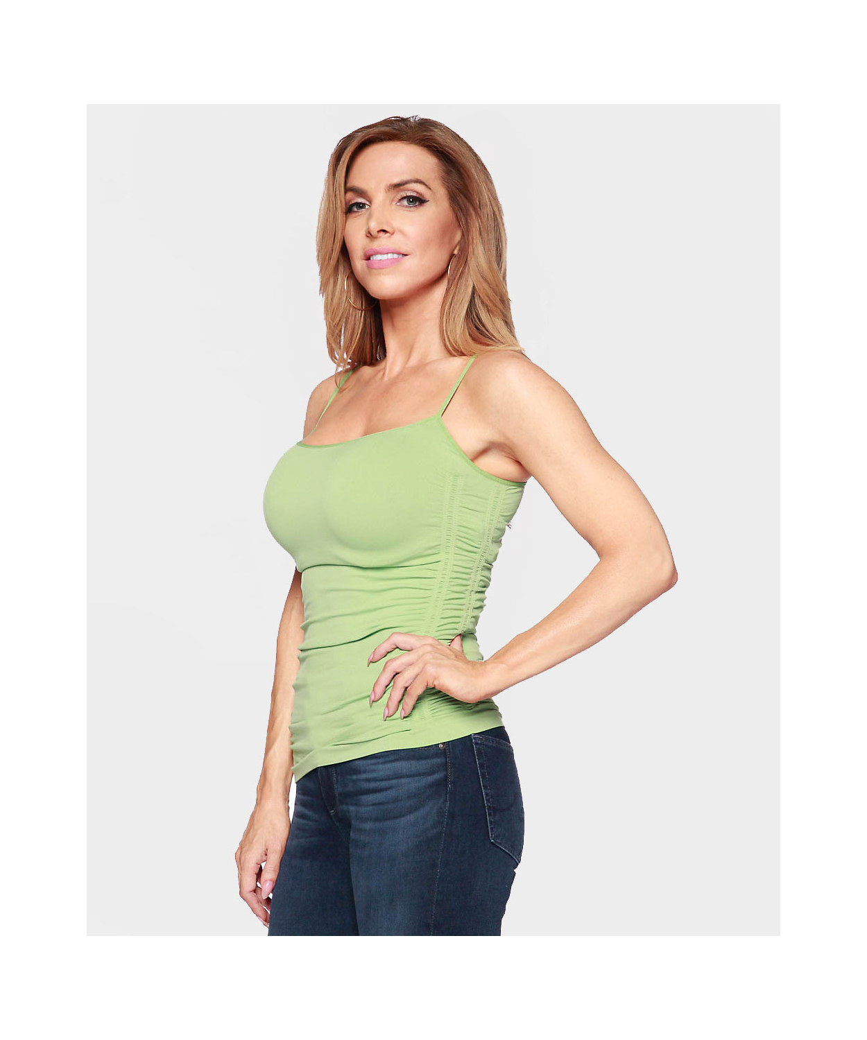 トップス un3d. WAVE LINE GATHER CAMISOLE Archicolor Women's Ribbed Slim Fit Camisole Tank Top with