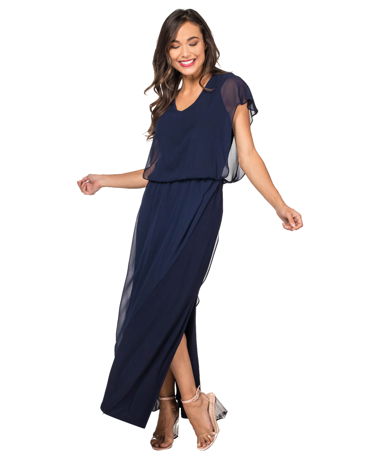 Short Dress Playsuit With Maxi Chiffon Overlay Chiffon Overlay