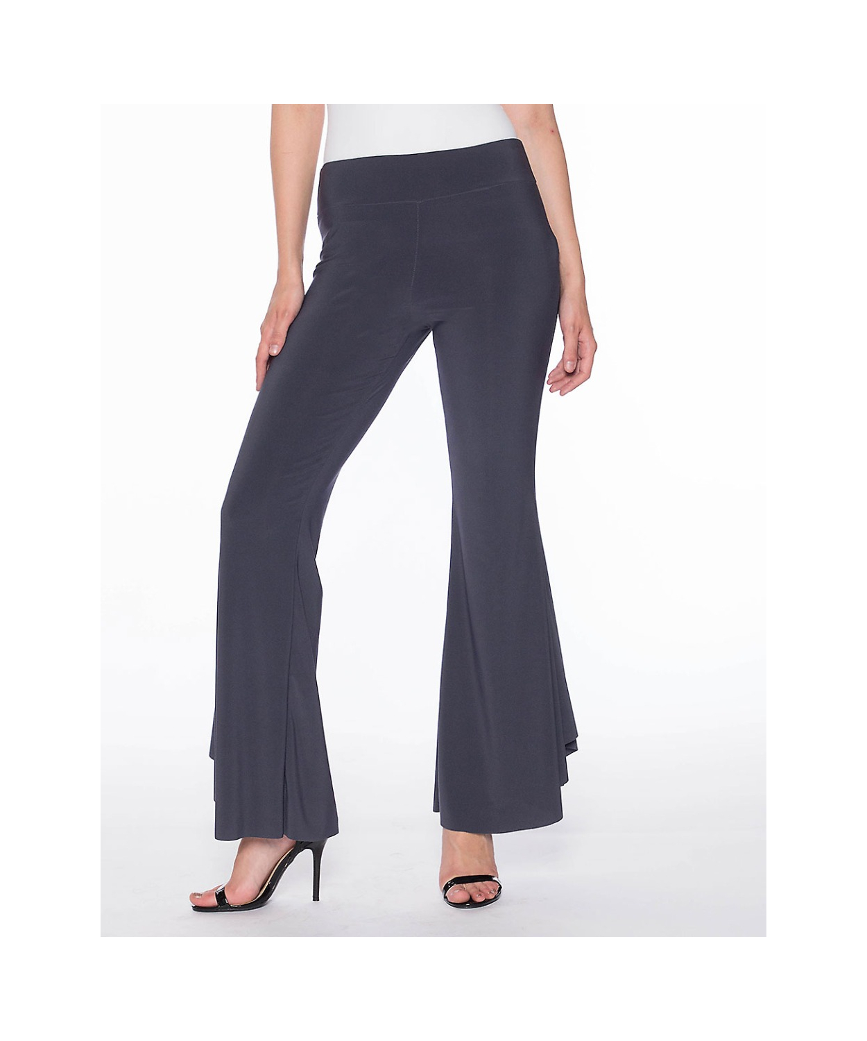 FLAREUP Asymmetrical Drape Pants チャコール Drape Asymmetric Flares Black – Davis Active