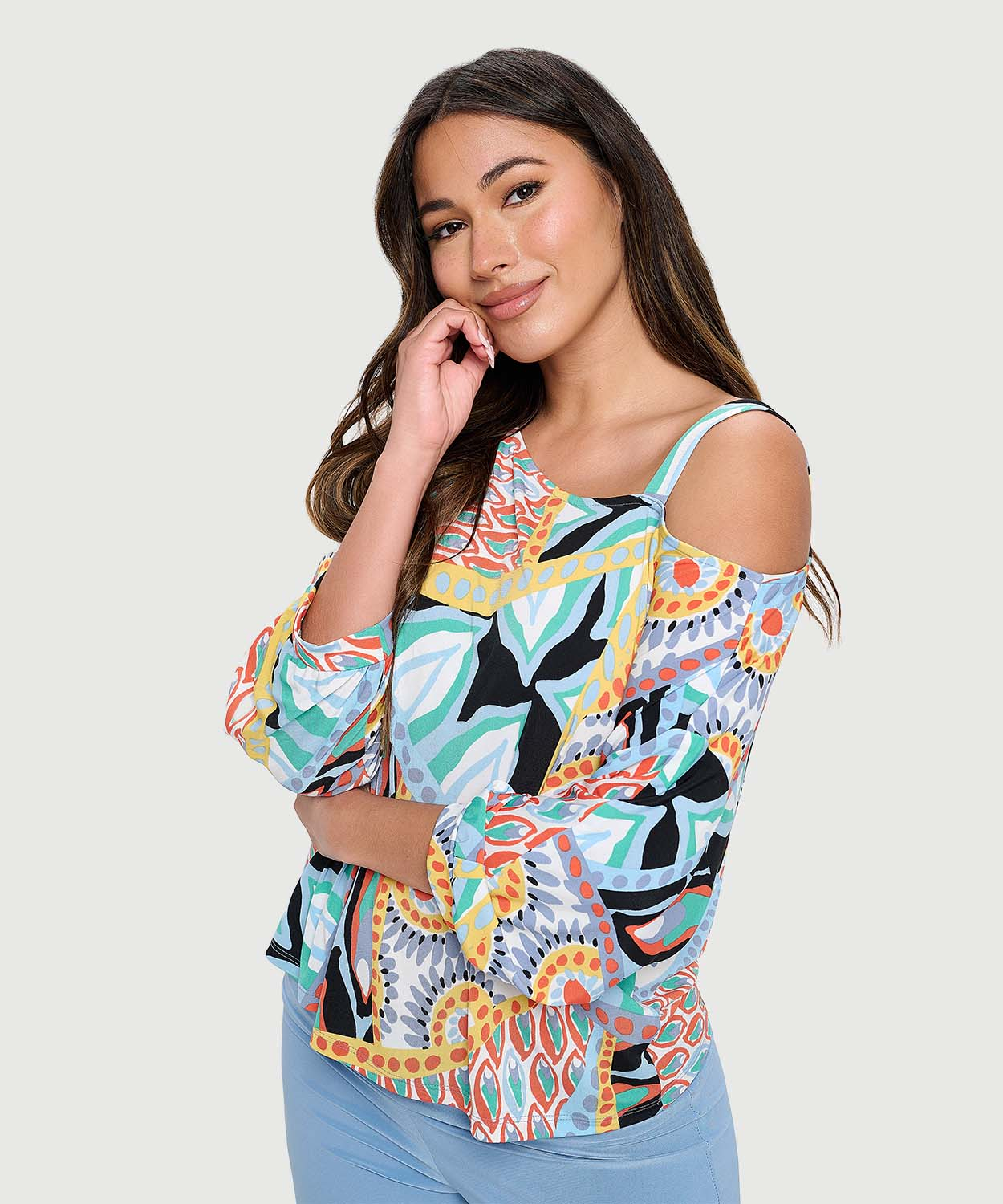 トップス mayumi Printed One Shoulder Top with Strap | Last Tango USA
