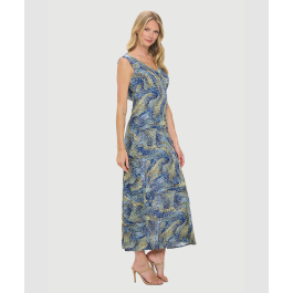 Printed Empire Waist Maxi Dress With Cowl Back | Last Tango USA