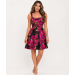 Eva Rose Printed Flower Dress With Padded Bust Fold Over Tie Back 