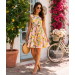 Round Neck Sleeveless Printed Dress With Belt