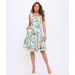 Fit & Flare Printed V Neck Dress