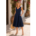 FIT & FLARE V NECK DRESS
