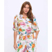 Long Sleeve Printed Woven V-Neck Crossover Top