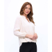 Long Sleeve Crossover V Neck Printed Blouse With Mandarin Collar