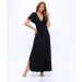 Short Sleeved V-Neck Dress With Back Cowl Neck