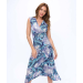 Printed Sleeveless Asymmetrical Crossover Dress