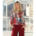 LONG SLEEVE PRINTED SURPLICE TOP WITH COLLAR