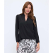 Sleeved V-Neck Crossover Blouse With Gathered Cuffs