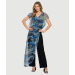 Printed Jumpsuit With Chiffon Overlay