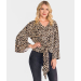 Multi Colored Abstract Print Tie-Front Top