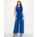 Round Neck Jumpsuit with Chiffon leg Overlay