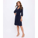 Knee Length Flowy Dress With Sleeves And V-Neck