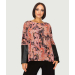 Long Sleeve Drop Shoulder with Faux Leather Sleeve