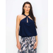 Tie Neck Halter Top With Waistband