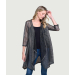 ¾ Sleeve Metallic Fishnet Open Front Duster