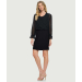 Chiffon Surplice Dress with Elastic Sleeve