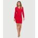 Ruched Long Sleeve V Neck Above The Knee Dress